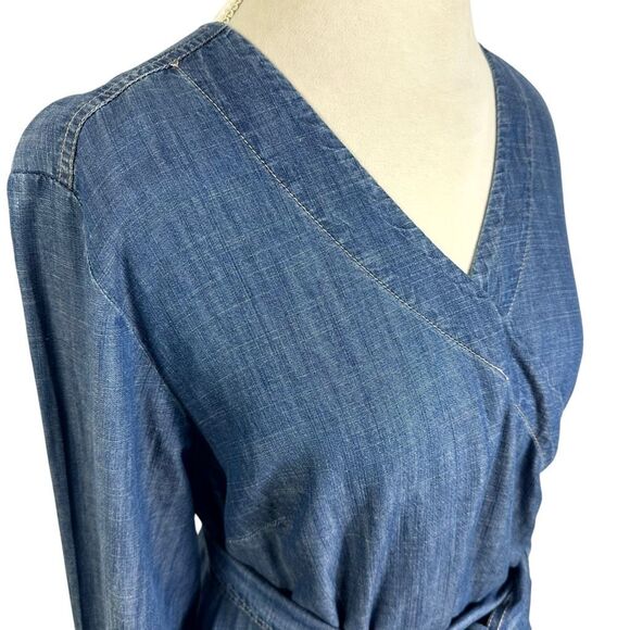 Pendleton Denim Chambray Wrap Dress Pockets Long Sleeve Classic Preppy Size 1X - Picture 2 of 10